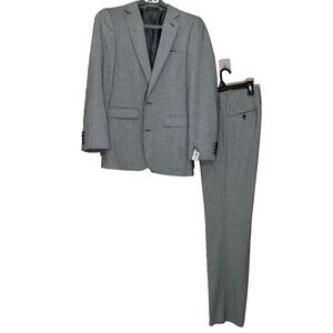 NEW!  Beverly Hills Polo suit set 38 Regular Jacket 32 Waist Pants. Black/White